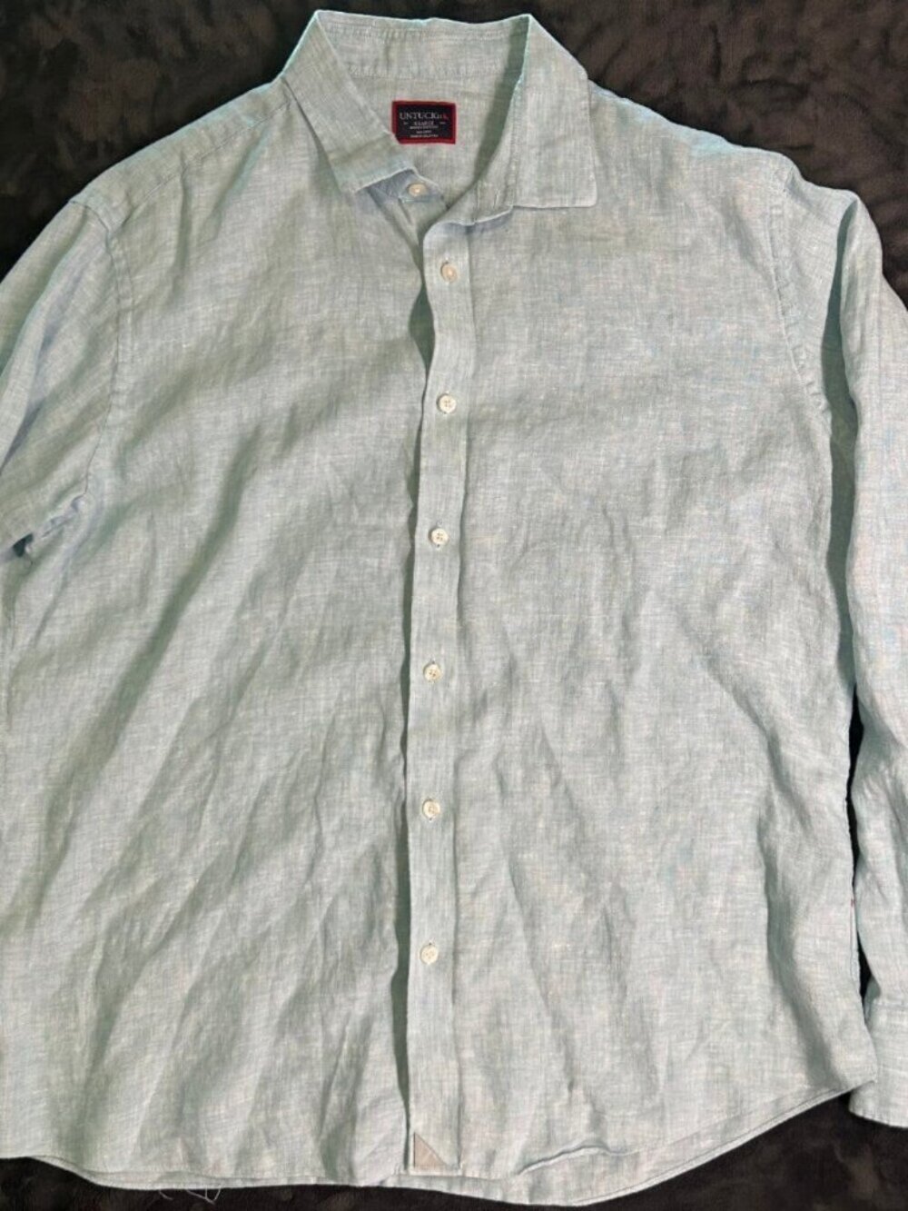 Untuckit Wrinkle Resistant Linen Shirt Men’S Xl Light Blue Long Sleeve - Picture 3 of 6